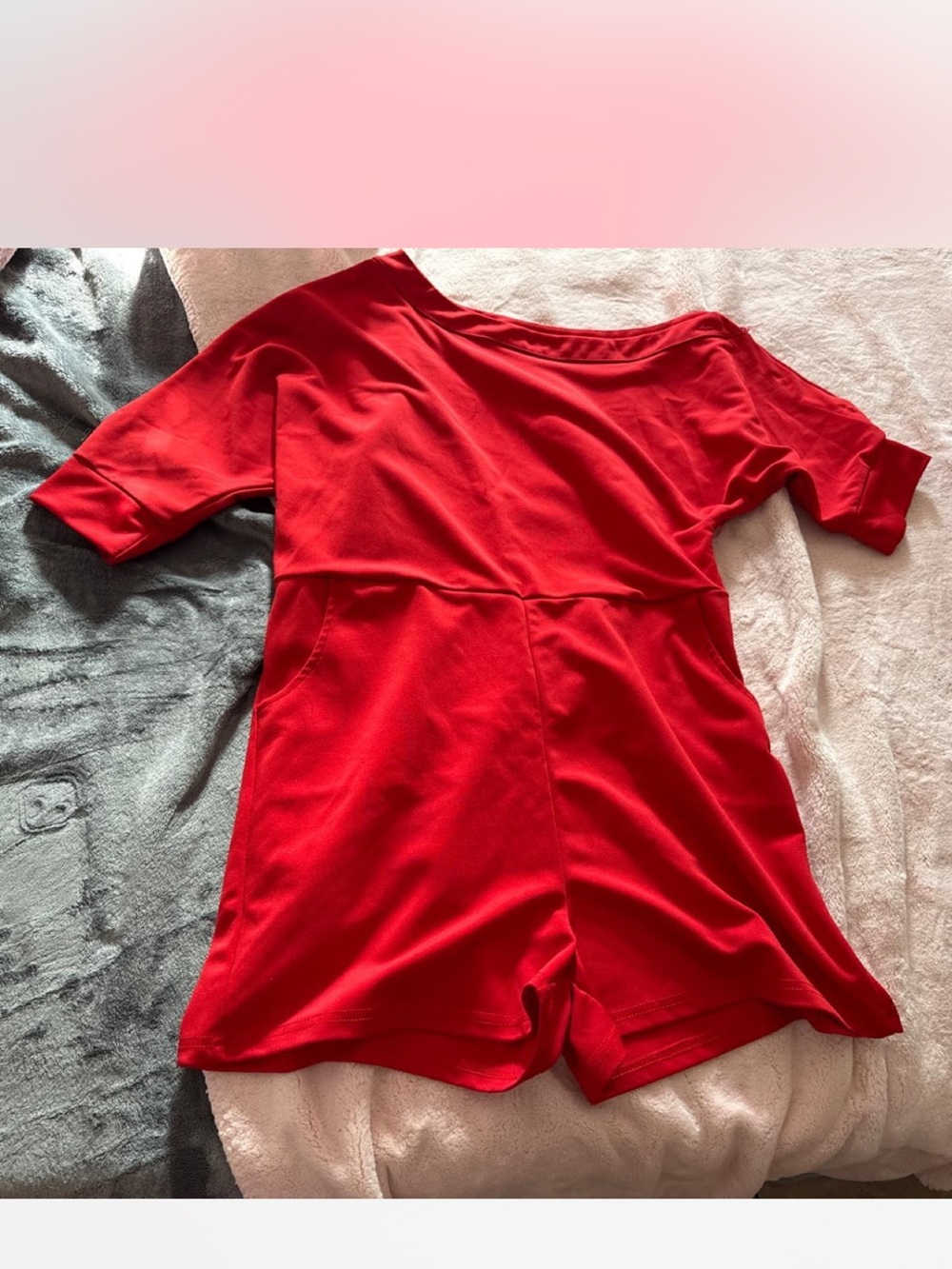 Women’s Red Short-Sleeve Romper